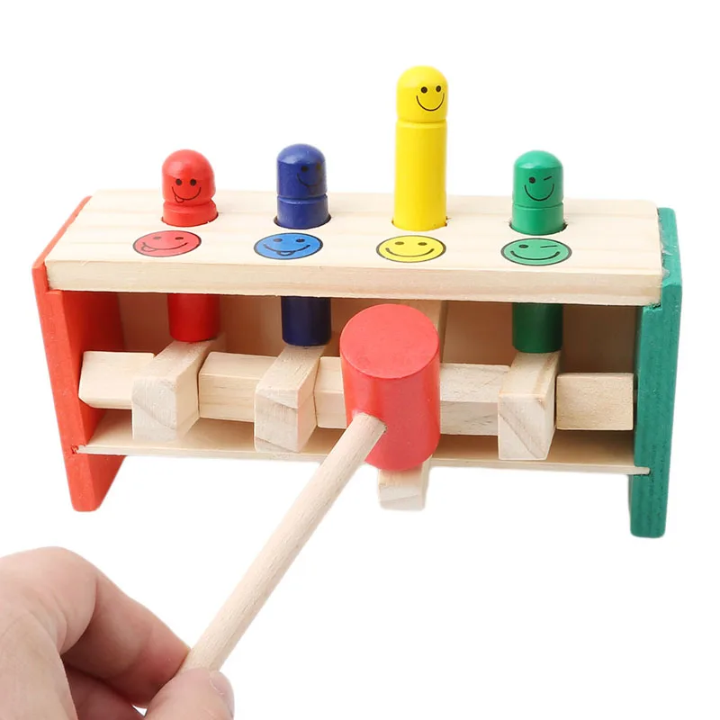 Wooden Early Education Enlightenment Strike Trapeze Game Funny Pile Driver Exercise Hand-Eye Coordination Educational Toys