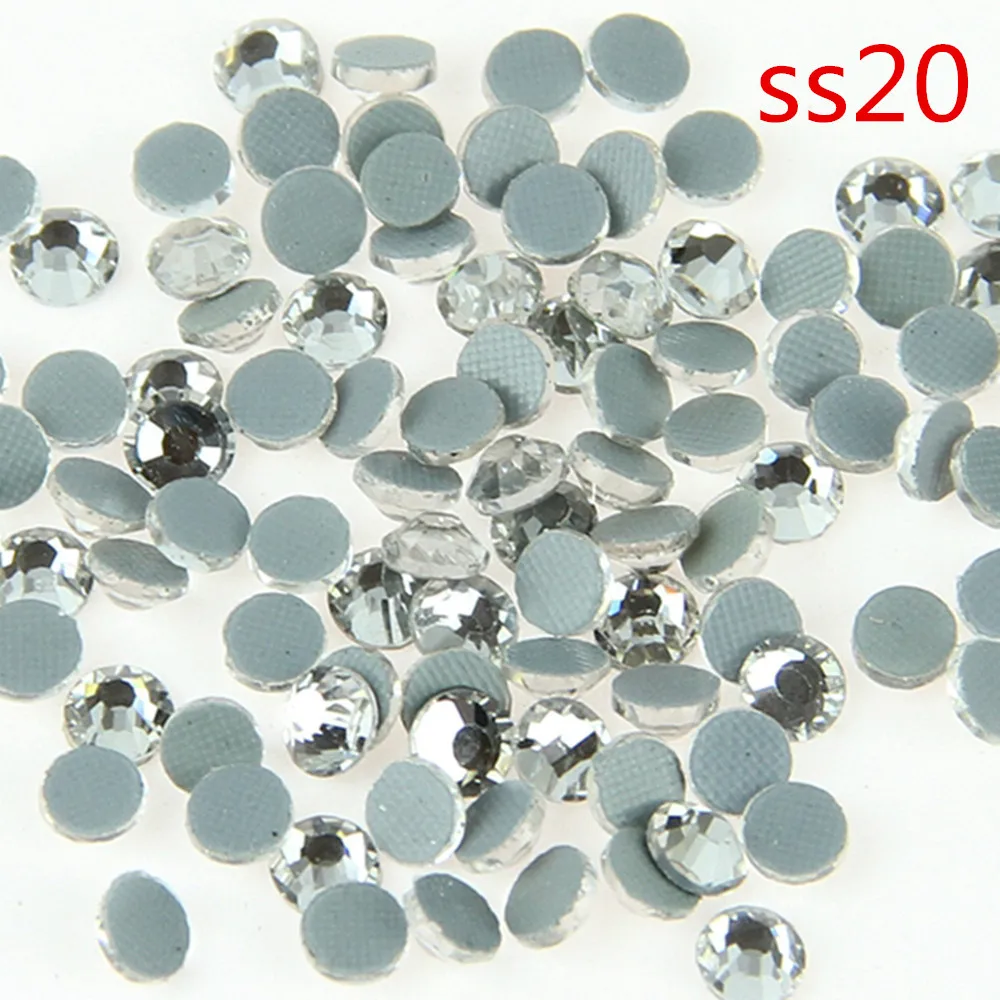 

SS20 Crystal white clear hot fix stone machine cut stone DIY nail decoration crystal stones hot fix rhinestone for sale