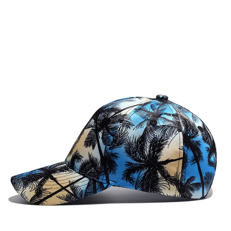 2017 nuevas llegadas azul cielo Gorra De Beisbol hombre mujer gorras De béisbol hueso 6 Panel 3D árboles De coco sombrero Dropshipping venta al por mayor