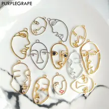 Фиолетовые минималистичные металлические серьги-подвески ручной работы, 6 шт