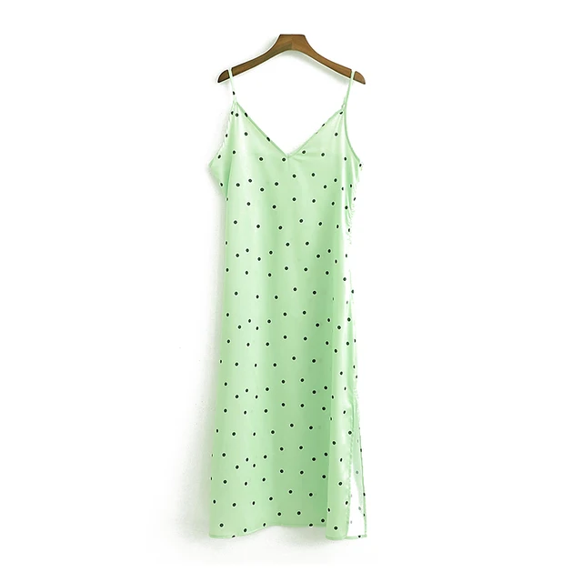 light green polka dot dress