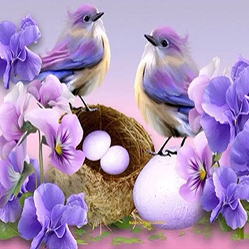 Алмазная вышивка "Пион", "Бабочка", "цветы", "Птица", 5D, сделай сам, вышивка крестом, Орхидея, полная квадратная Алмазная мозаика, цвет кошки - Цвет: Фиолетовый