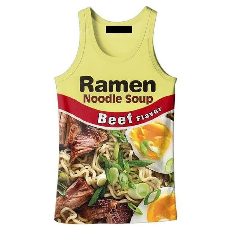 

Hot Summer 3d Tank Tops Men Noodle Soup Printed Tees Sleeveless Plus Size 5XL Man Vests Singlets O Neck