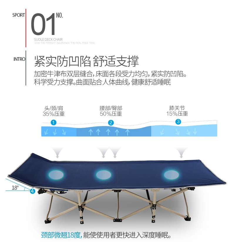 Усиленная портативная складная кровать, одноместная офисная кровать для обеда, кровать для сна, простая сопутствующая кровать для лагеря