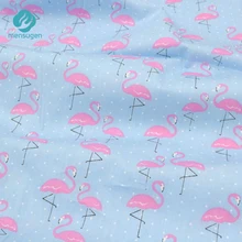 Mensugen 50cm*160cm Cartoon Cotton Flamingo Fabric for Patchwork Baby Bedding Sheet Cushions blanket Dresses Sewing Material