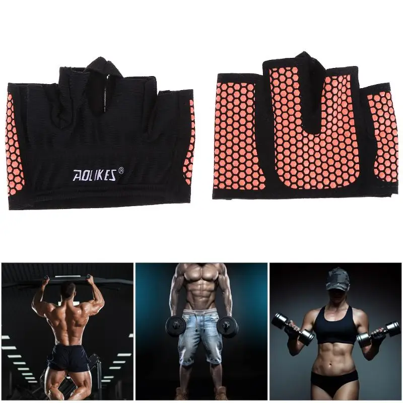 1 Pair Anti-skid Men & Women Dumbbell Weight Training Gym Gloves Body Building Exercise Training Sports Fitness Gloves Cross Fit