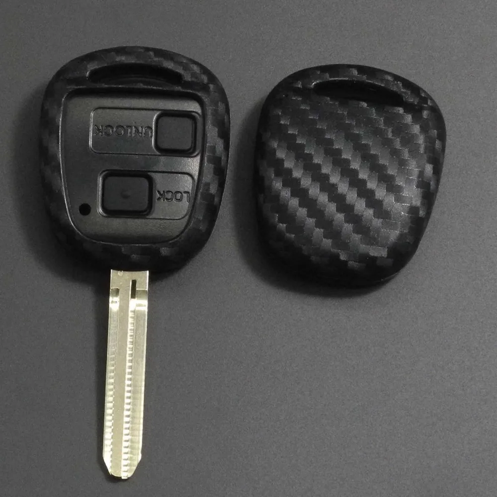 

Carbon Fiber Silicone Car Key Cover Fob Case For TOYOTA CAMRY RAV4 PRADO COROLLA AVENSIS LAND CRUISER Yaris Fit Lexus RX ES 300
