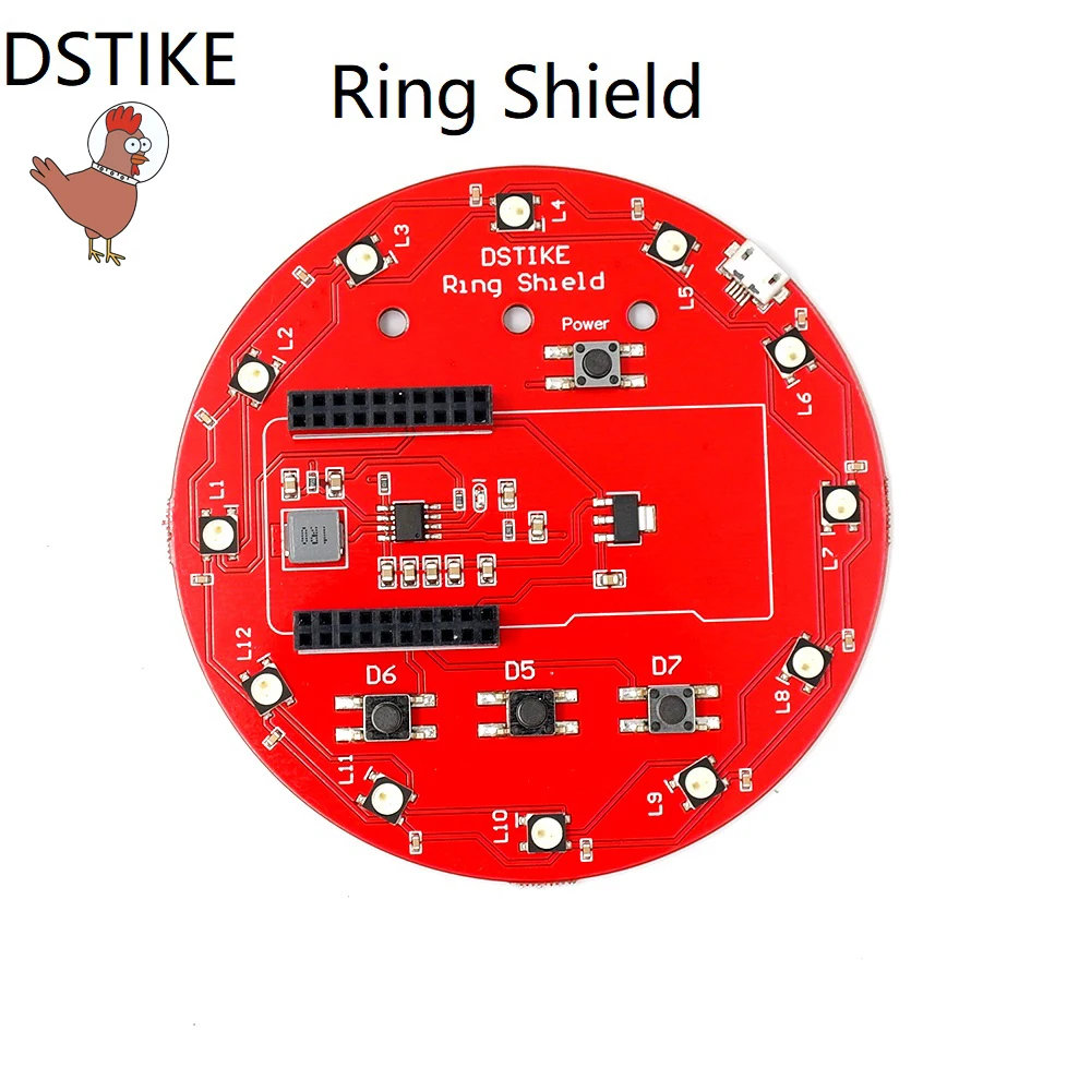 

Ring Shield for D-duino,D-duino-B,D-duino-32,NodeMCU-07 ws2812b 18650 battery charger Li-battery charger