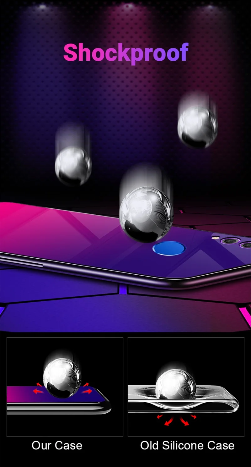 Gradient Glass Case For Huawei Honor 8X 9 Lite 10 Color Phone Case For Huawei P20 Lite P Smart Plus Nova 3i Luxury Cover Shell