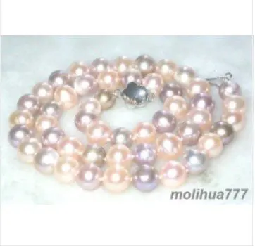 

Multicolor Shell Pearl Silver Flower Clasp Necklace