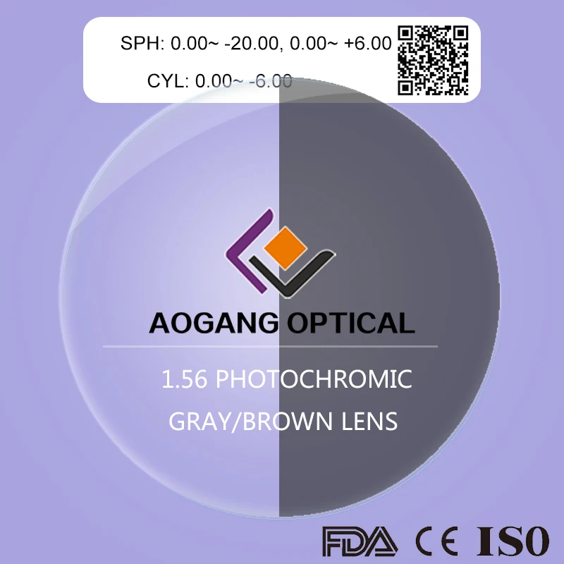 high quality 1.56 Photochromic gray/brown anti reflection coating