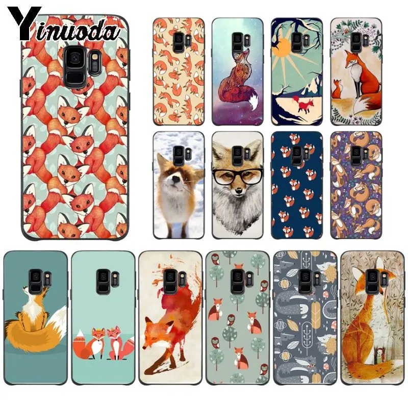 Yinuoda catoon милые лисы черный мягкий силиконовый чехол телефона для samsung Galaxy s9 s8plus