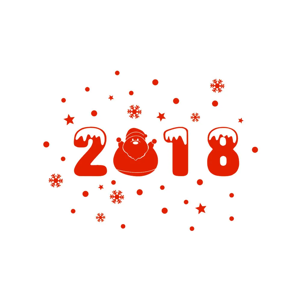 Happy Новый год 2018 Рождеством стены Стикеры Санта Клаус и звезды HJW