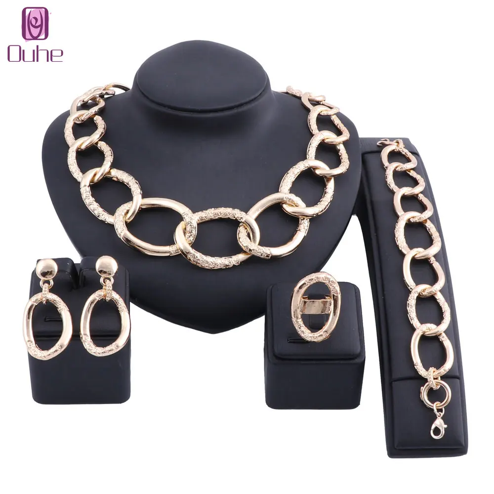 Fashion Exquisite Dubai Jewelry Set Luxury Gold Color Wedding In Nigeria African Jewelry