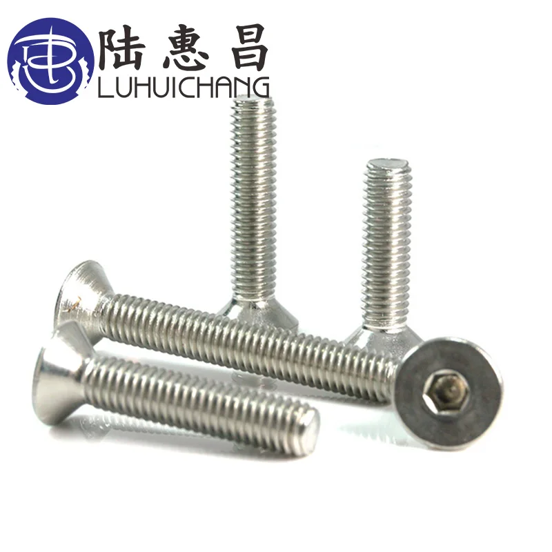 

LUHUICHANG M2 M2.5 M3 M4 50PCS Stainless Steel 304 Hexagonal socket Countersunk Screw Flat Head Screw Bolts Hex Screw