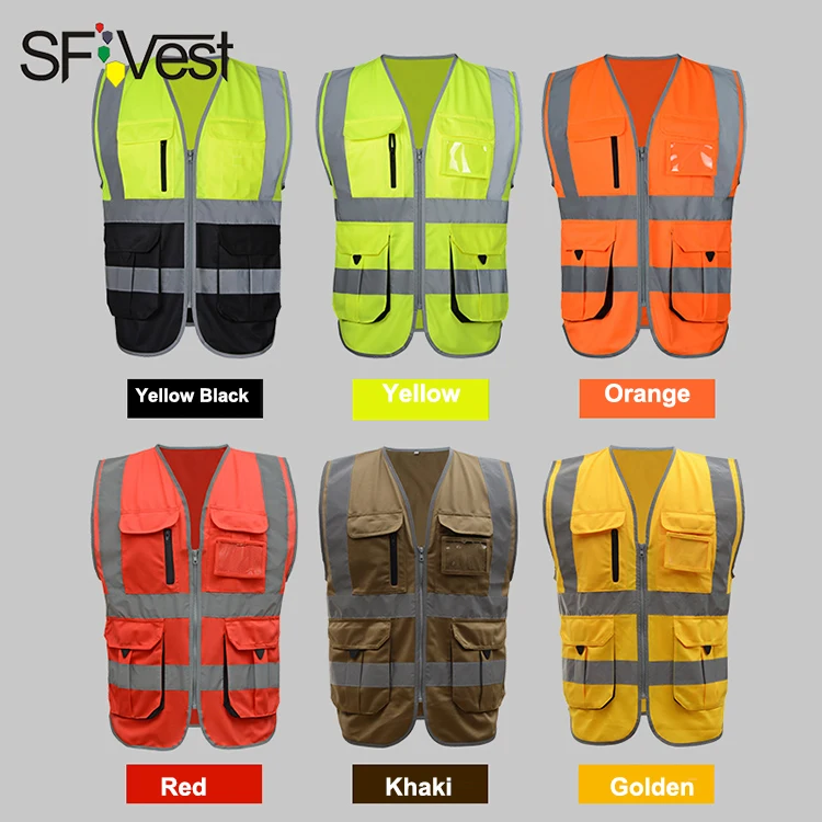 Sfvest hi vis жилет светоотражающий Детская безопасность жилет высокой видимости на молнии спереди Детская безопасность жилет с светоотражающие полосы спецодежды