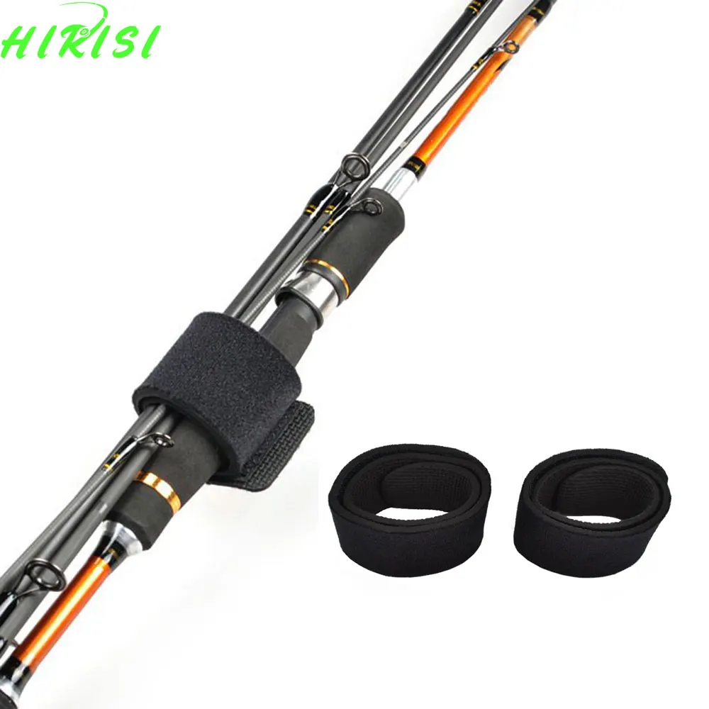 3 x Soft Fishing Rod Belt Straps or Rod Bands Black Neoprenein Fishing