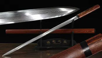 

Super Sword Eight-sided Blade Folded Pattern Steel RoseWood Sheath Han Sword