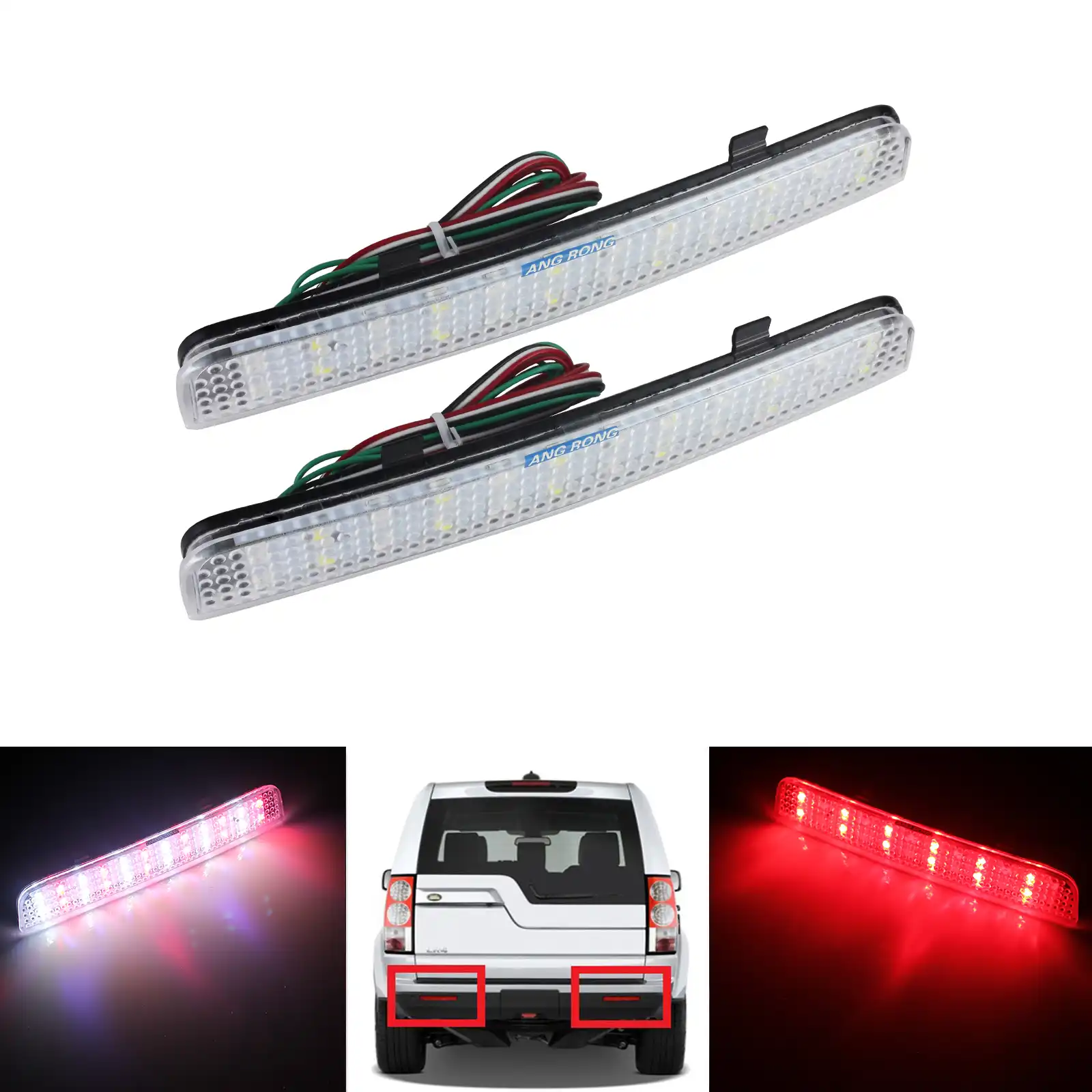 For Ranger Rover L322//LR2 LED Clear Rear Bumper Stop Brake Light Lamp Freelander