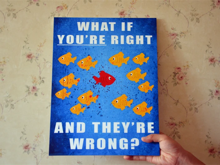 

New Quality Fargo Fish Poster What If You're Right And They Are Wrong Frameless Painting Decorative Pictures