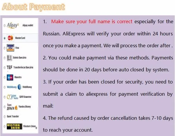 Women Bags About Payment