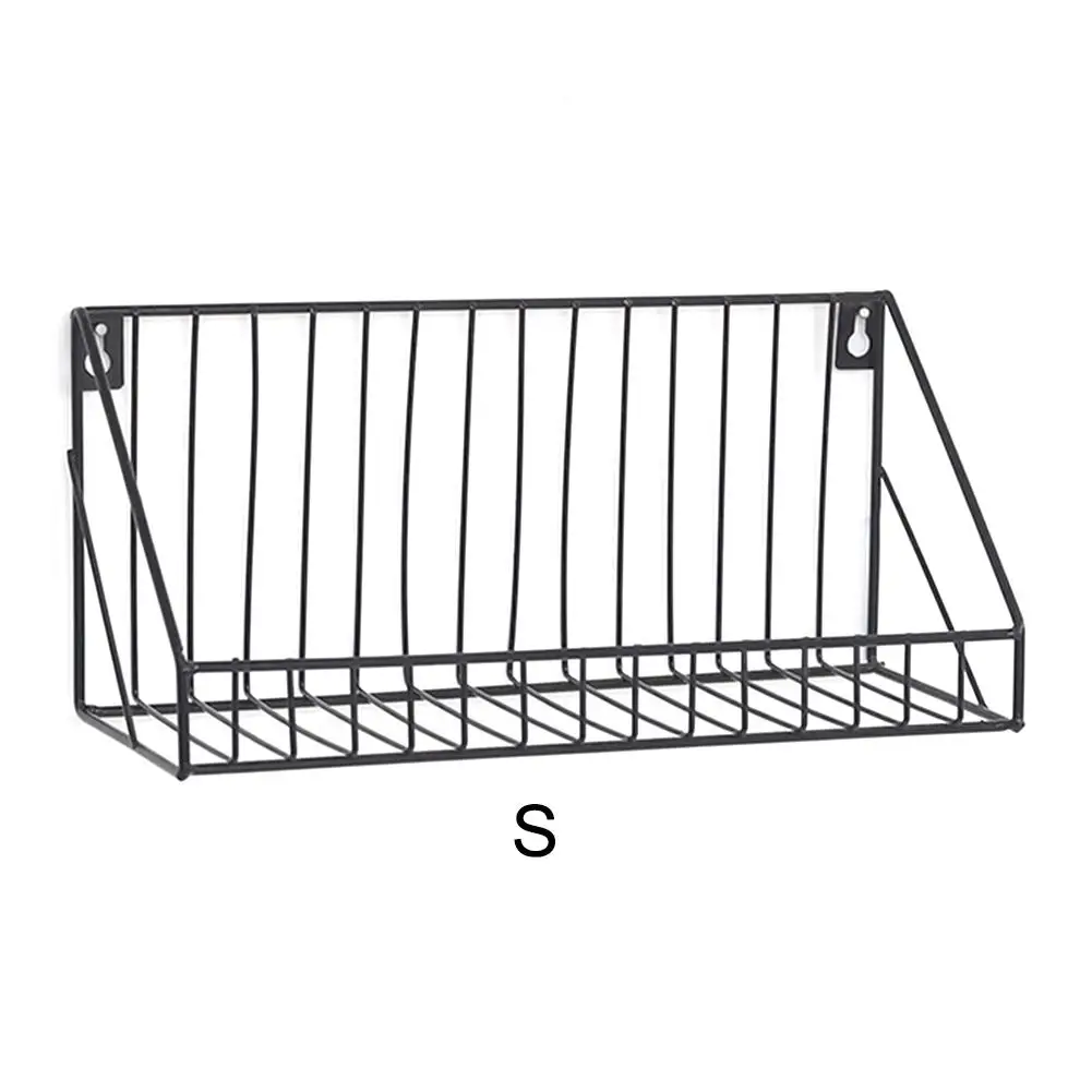 Скандинавские железные художественные настенные подвесные полки, креативные настенные стеллажи для хранения с крючками, держатель для ключей, без следов, гвозди для установки - Цвет: Black S