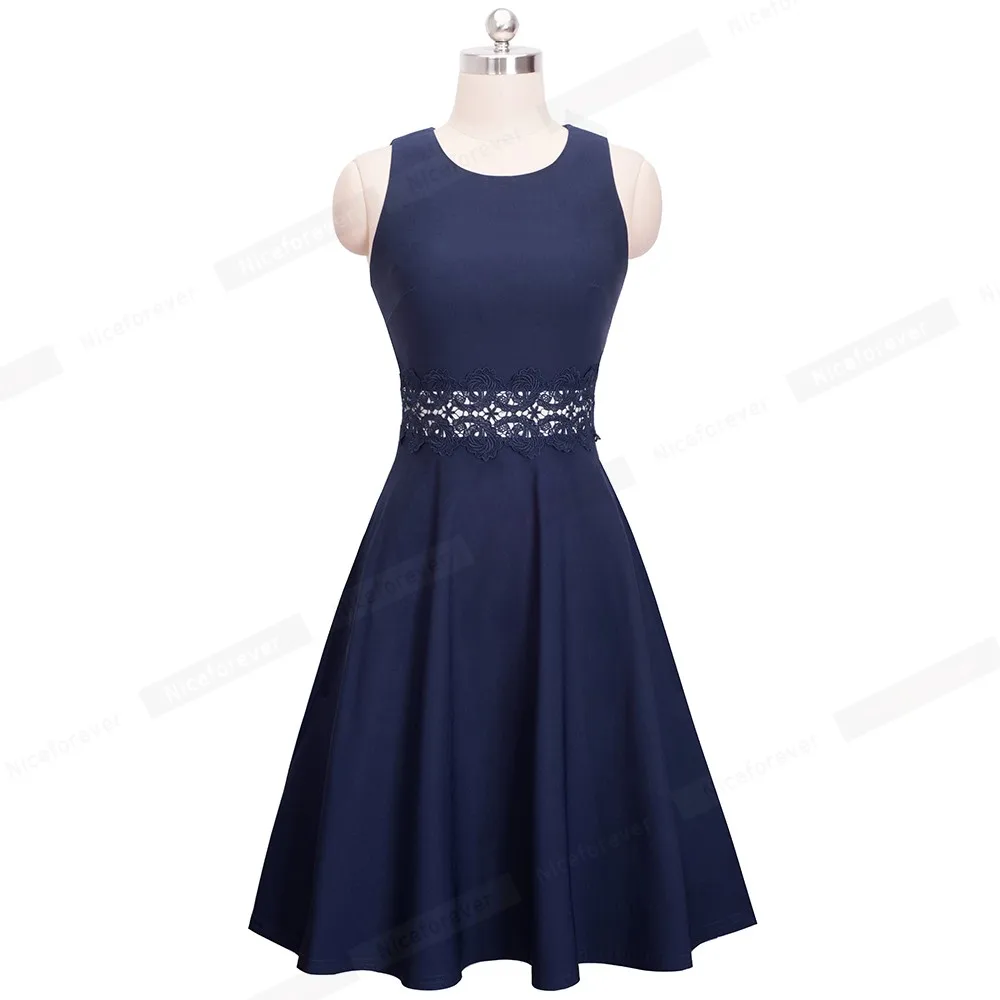 Nice-forever Vintage Elegant Embroidery Floral Lace Patchwork vestidos A-Line Pinup Business Women Party Flare Swing Dress A079 90 Nice-forever Vintage Elegant Embroidery Floral Lace Patchwork vestidos A-Line Pinup Business Women Party Flare Swing Dress A079 90