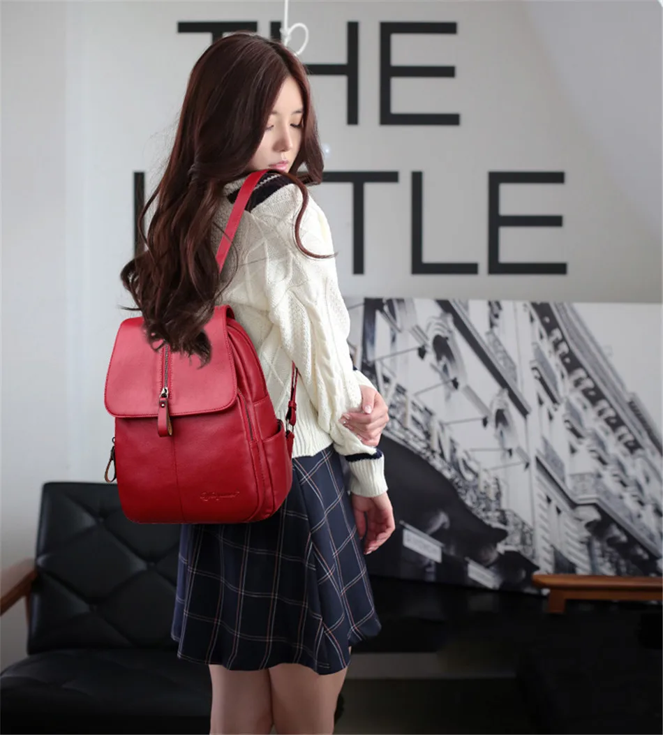 Женский рюкзак от известного бренда, Одноцветный модный школьный рюкзак на молнии для девочек, черный кожаный женский рюкзак mochila 011