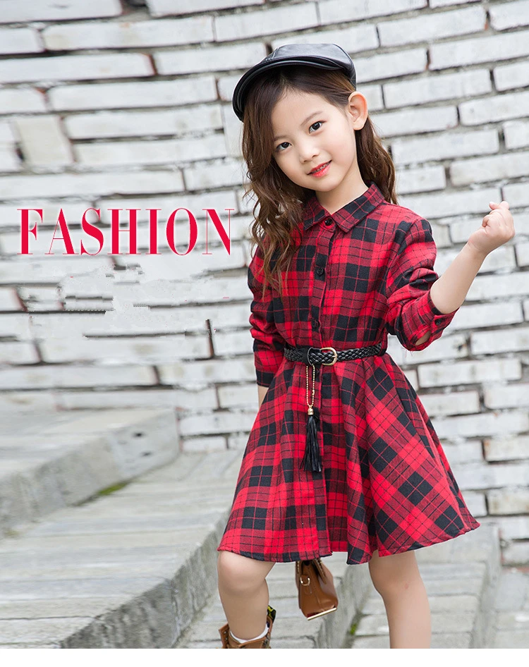 Teen Casual Girl Dresses 2018 Fashion Plaid Letter Kids Long Sleeve Clothes Spring Autumn Children Dress For Girls 3 to 13 Years (1)