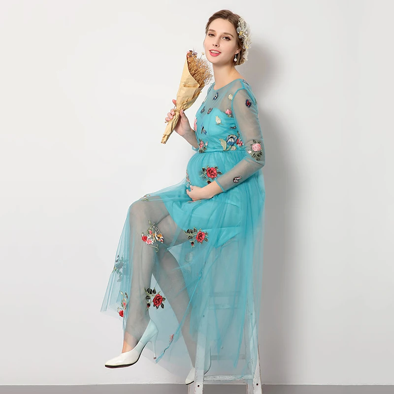 Платья для беременных, лето, Брендовое платье принцессы с вышивкой бабочки, модная дизайнерская женская одежда, платье для беременных