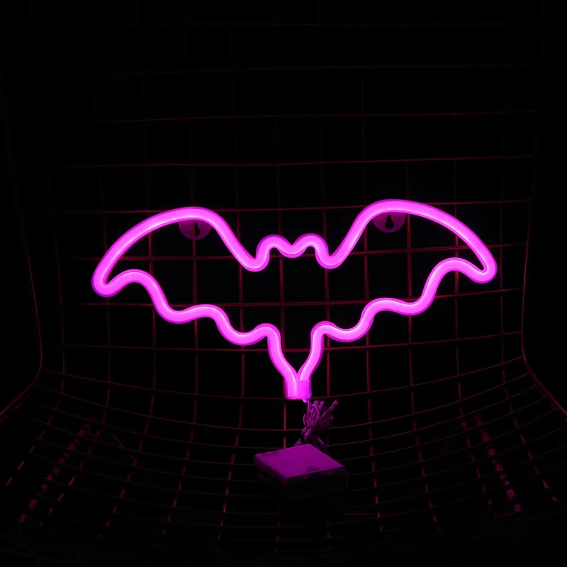 2018 New Pink Bat Signs Neon Wall Lights Home Decor Room Bedroom Bar