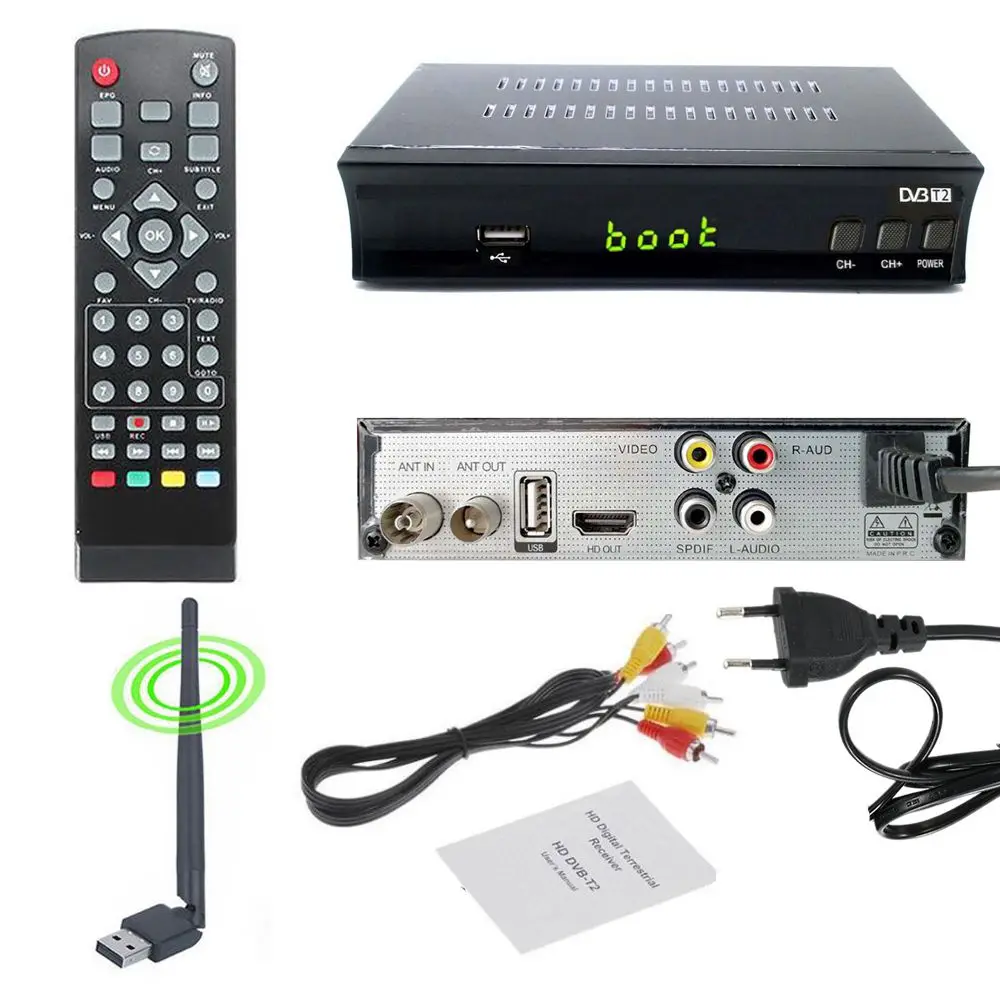 DVB-T2 DVB-C эфирный ресивер HD цифровой ТВ-тюнер AC3 рецептор DVB T2 H.264 ТВ-ресивер DVB T Wifi IP tv Youtube телеприставка - Цвет: T2 Plus Wifi