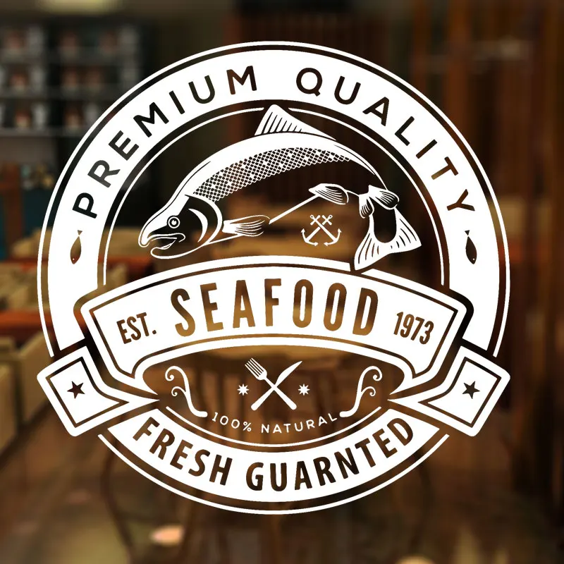 Seafood Sign Banner Fresh Guarnted Wall Sticker Vinyl Interior