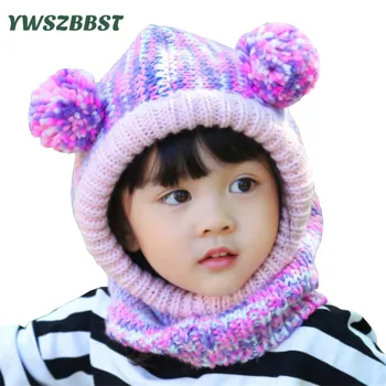 

Fashion Baby Hats for Girls Baby Hat with Scarf Warm Knit Winter Girls Hats Kids Children Cap with Scarf fit 1 to 8 Years old