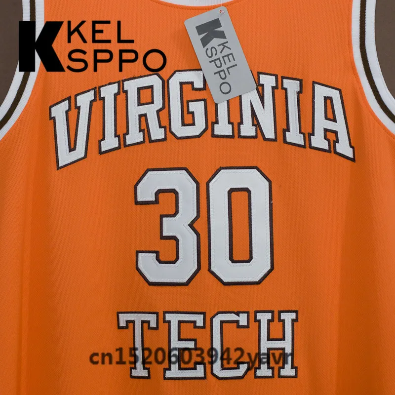 Custom Adult Throwback Basketball Jerseys 30 Dell Curry Virginia Tech college Boilermakers