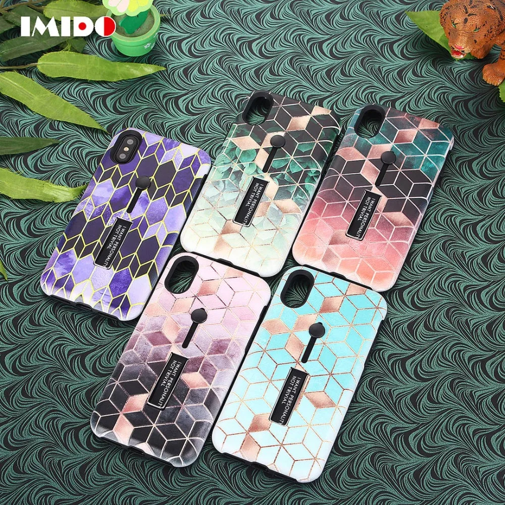 

IMIDO Hide Ring Stand Holder Phone Case For iPhone 7 Plus Diamond Soft TPU Cover For iPhone X XR XS MAX 8 7 6 6S Plus Coque Capa