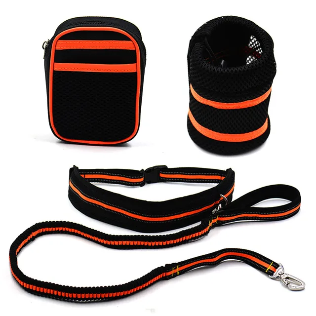 Elastic Belt Running Dog Leash Nylon Lead Sports Jogging Walking Pet Collar Rope Hand Free Waist Dogs Leash Set Dogs Accessories