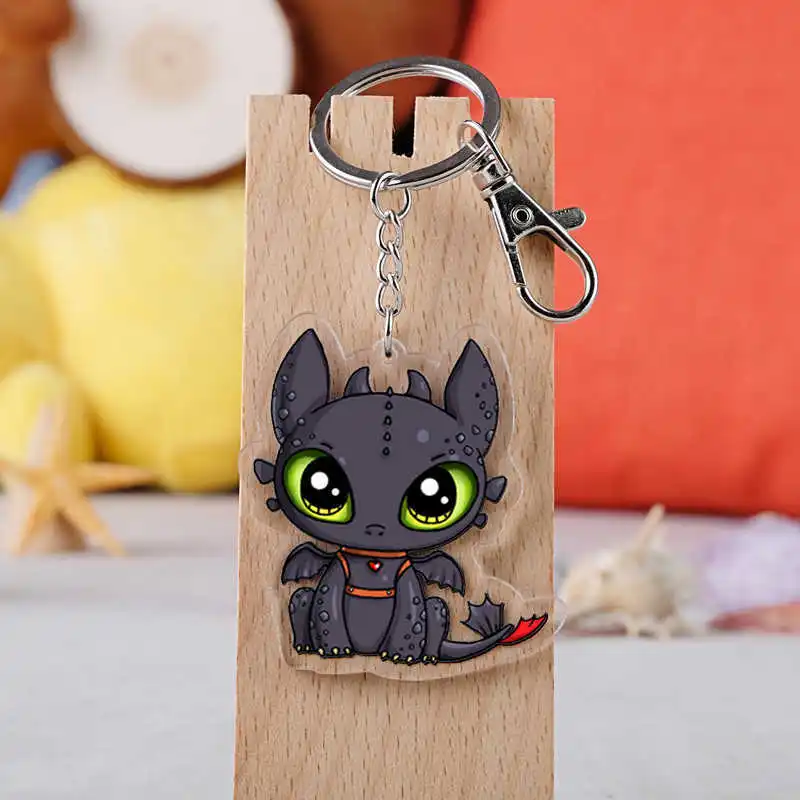 

Animation How To Train Your Dragon Cartoon Figure Key Chain Pendant Acrylic Night Fury Toothless Dragon 3 Keyring Toys Children