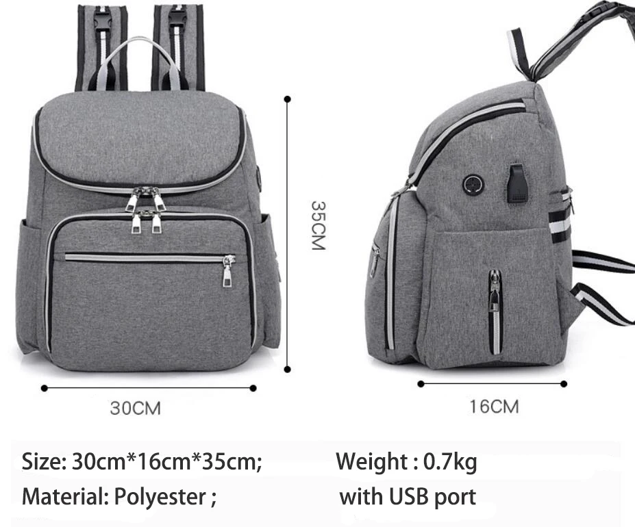 Рюкзак для детских подгузников, сумка для подгузников для мам и мам, сумка для детских колясок с USB, модный рюкзак для мам BFR001