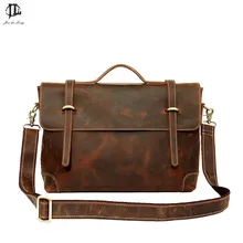Ретро Crazy Horse Пояса из натуральной кожи Для Мужчин's Портфели сумка деловая молнии для ноутбука Тетрадь Курьерские сумки