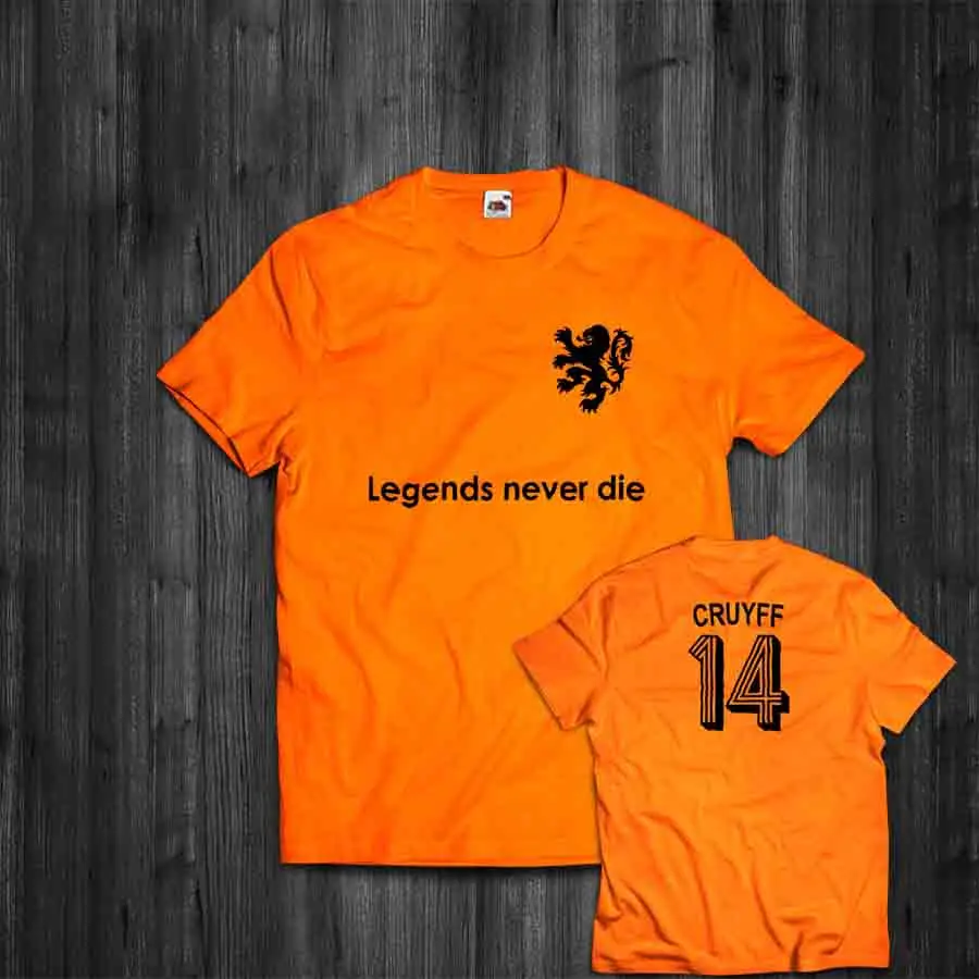 Футболка Johan Cruyff голландские легенды Never Die Soccer Charity, Мужская футболка, новинка, хипстер с коротким рукавом, Мужская футболка