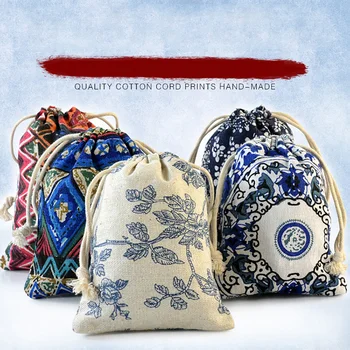 

Flowers Small Drawstring Jewelry 5 Pcs Candy Bag Packing Style Ethnic Pocket Cotton Recycable Storage Arrangement Accessories
