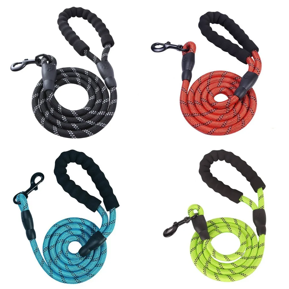 Reflective Nylon Dog Lead Polyester Leads for Medium & Large Dogs Training Walking Ropes Blue