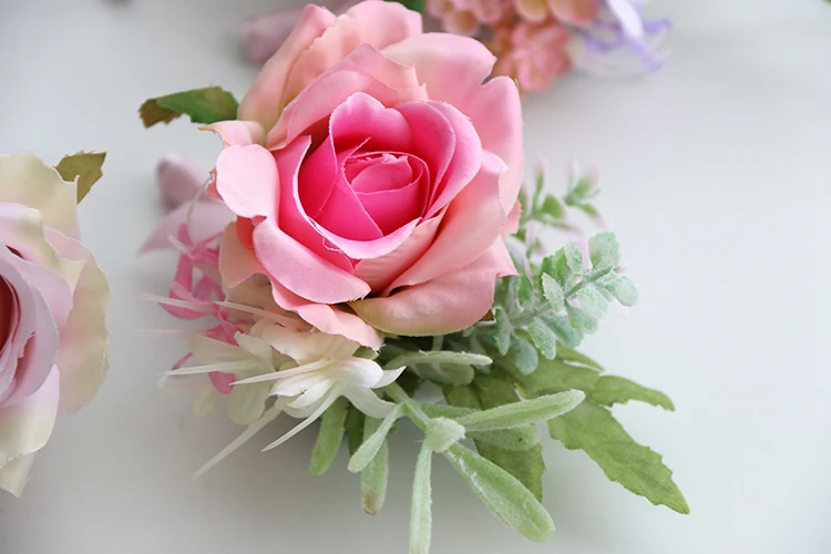 pink wrist corsage boutonniere wedding  (4)
