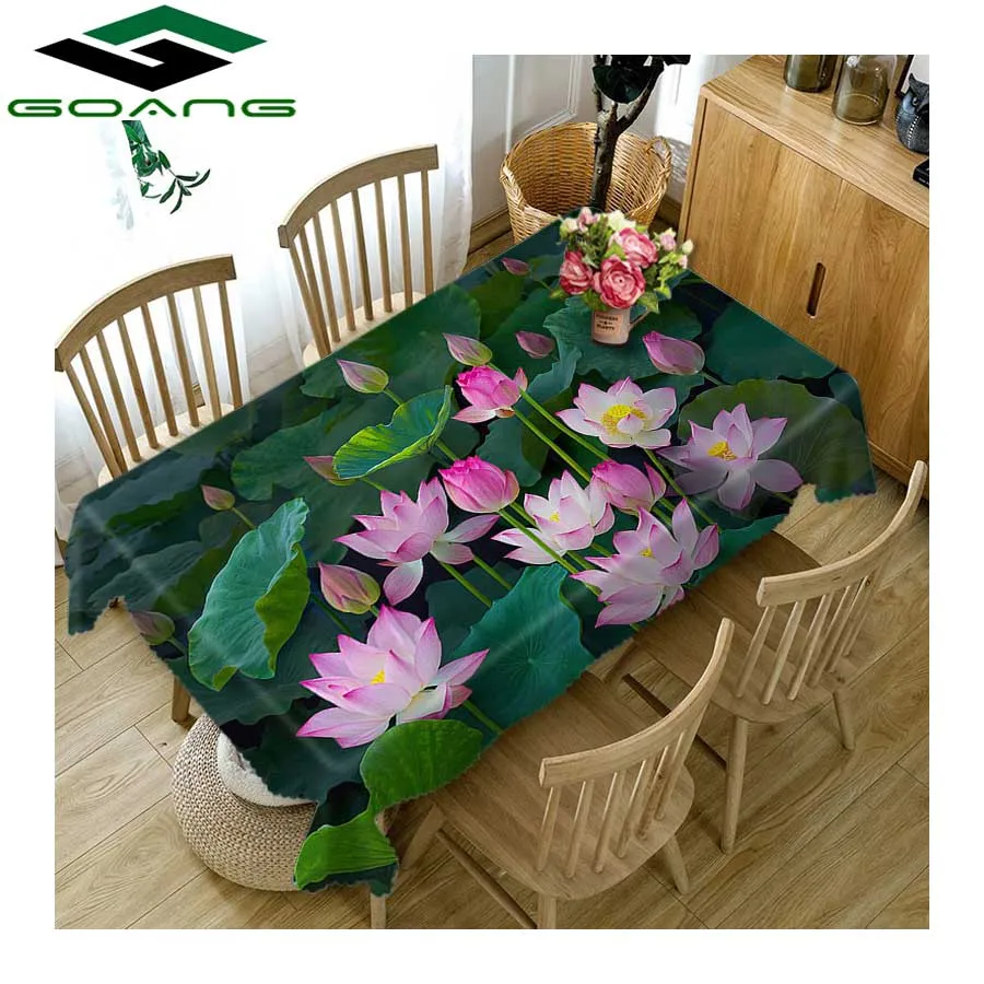 

GOANG 3d table cloth waterproof tablecloth rectangular and round table cover Wedding decoration lotus flower pattern