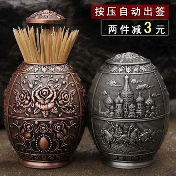 

Manual Drawing Pattern Toothpick Box Automatically Snap Fastener Type Multicolor Eggshaped Toothpicks Christmas Table Decor