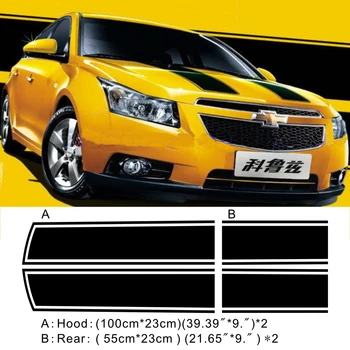 

Car Decals Dual Racing Outline stripes 2-9'' for Cruze Hood Rear Vinyl Stickers ZC699
