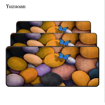 

Yuzuoan Free Shipping Colored stone Butterfly Gaming Large Overlock mouse pad 40x90 cm big game For CS: GO mouse pads Desk Mat
