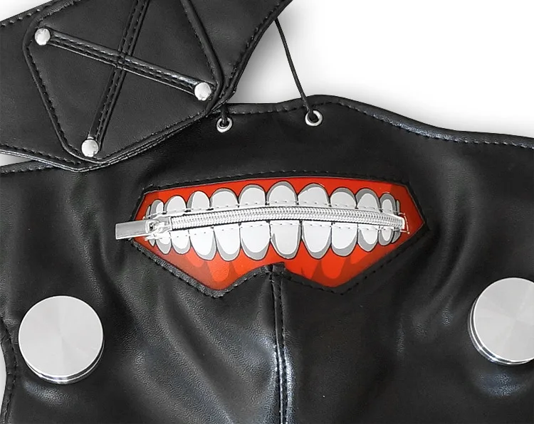 Маски японская, Tokyo Ghoul для косплея канеки маски Кена Регулируемый искусственная кожа на молнии Маска Тушь для Хэллоуина de аниме Карнавальная маска