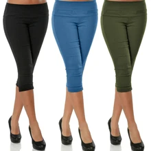 4XL размера плюс, женские штаны 3/4 длины, модные обтягивающие укороченные штаны с эластичной резинкой на талии, женские Стрейчевые брюки-карандаш, Капри, Pantalon